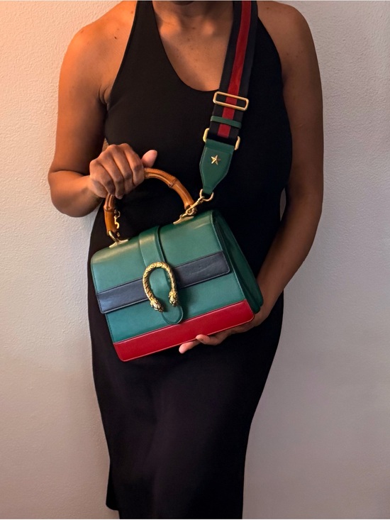 Gucci Handbags - Gucci Moon Calfskin Web Medium Dionysus Bamboo Top Handle Bag